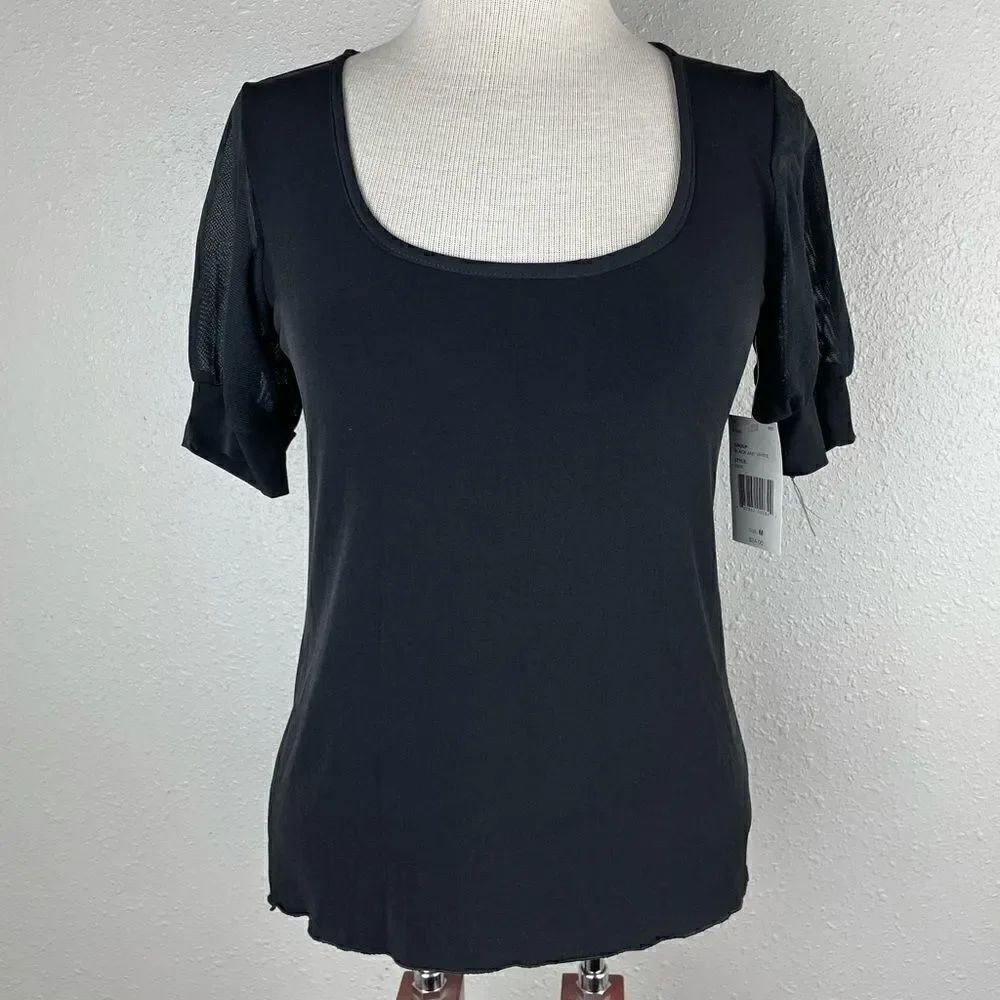 NWT Luciano Dante Black Short Sleeve Top Size M